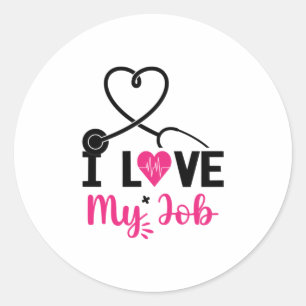 Nurse Geschenk ich Liebe meine Arbeit Runder Aufkleber
