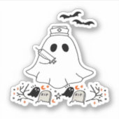 Nurse Ghost Cute Halloween Design Classic T-Shirt Aufkleber (Vorderseite)