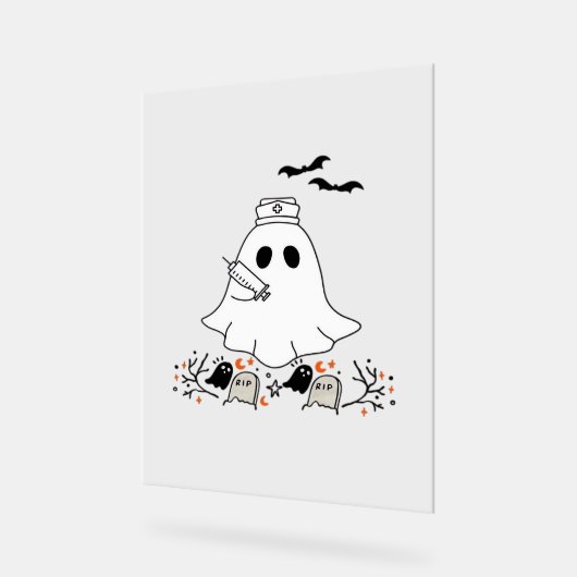 Nurse Ghost Niedlich Halloween Design Classic T - Acrylschild (Winkel)