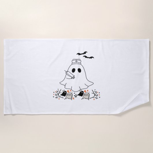 Nurse Ghost Niedlich Halloween Design Classic T -  Strandtuch (Vorderseite)