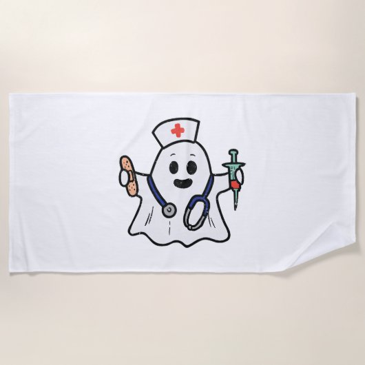Nurse Ghost Scrub Halloween Kostüm für Krankenschw Strandtuch (Vorderseite)
