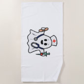 Nurse Ghost Scrub Halloween Kostüm für Krankenschw Strandtuch (Vorderseite)