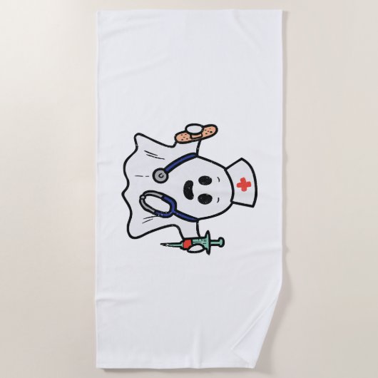 Nurse Ghost Scrub Halloween Kostüm für Krankenschw Strandtuch (Vorderseite)