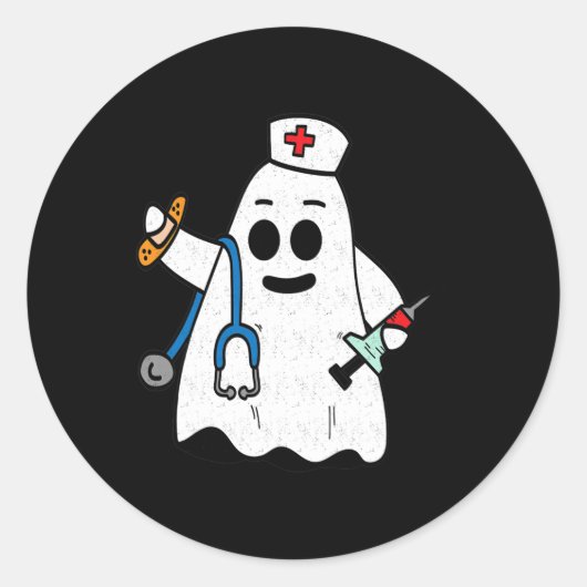 Nurse Ghost Scrub Niedliche Halloween-Kostüm für K Runder Aufkleber (Vorderseite)
