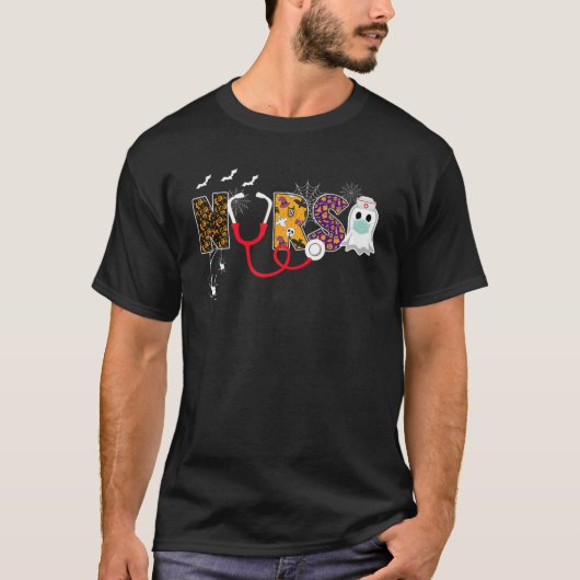 Nurse Ghost Wear Maske Halloween Stethoscope RN T-Shirt (Vorderseite)