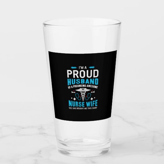Nurse Gift | I Am A Proud Husband Glas (Vorderseite)