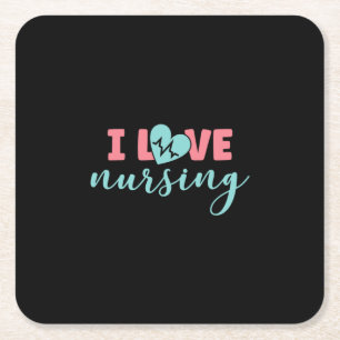 Nurse Gift I Love Nursing Rechteckiger Pappuntersetzer