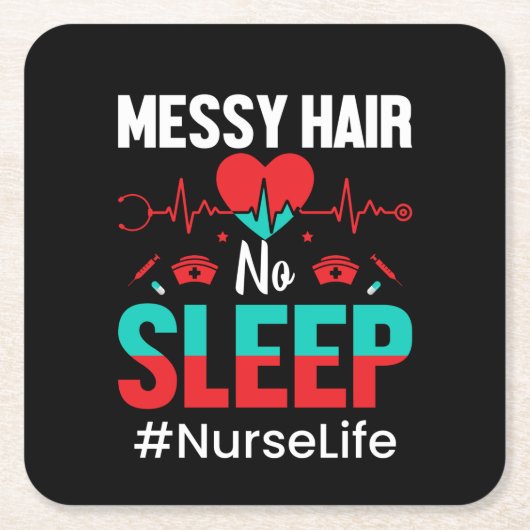 Nurse Gift Messy Hair Sleep Rechteckiger Pappuntersetzer (Vorderseite)