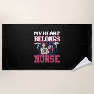 Nurse Gift My Heart Belongs Nurse Strandtuch