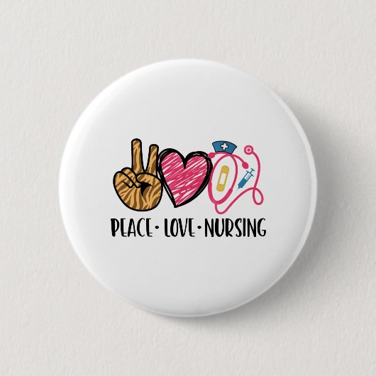 Nurse Gift Peace Liebe nähren Button (Vorderseite)