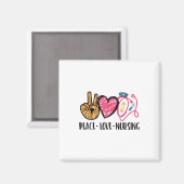 Nurse Gift Peace Liebe nähren Magnet (Vorderseite/Rückseite)