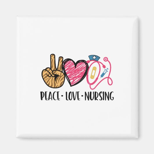 Nurse Gift Peace Liebe nähren Magnet (Vorne)