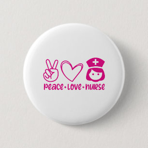 Nurse Gift Peace Liebe Nurse Button