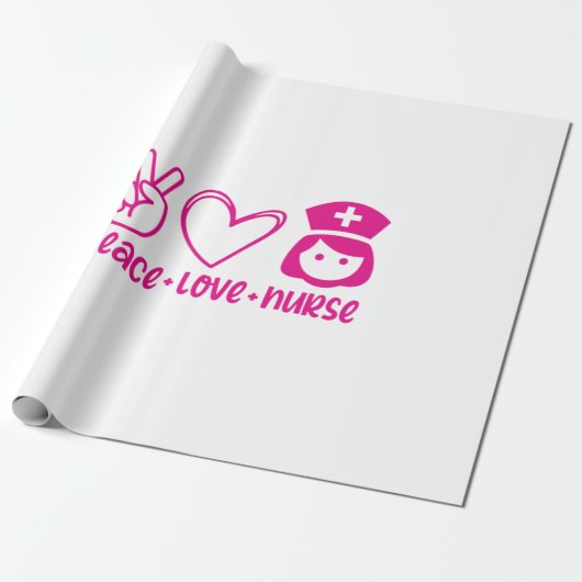 Nurse Gift Peace Liebe Nurse Geschenkpapier (Ungerollt)