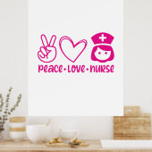Nurse Gift Peace Liebe Nurse Poster (Küche)
