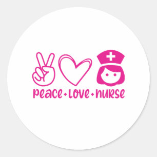 Nurse Gift Peace Liebe Nurse Runder Aufkleber
