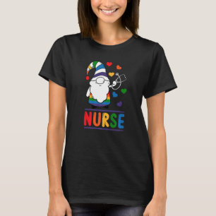 Nurse Gnome Lgbt Q Gay Pride Rainbow Flag Rn Lpn N T-Shirt
