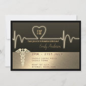 Nurse Graduate Einladung FNP RN - Black Gold Metal (Vorderseite)