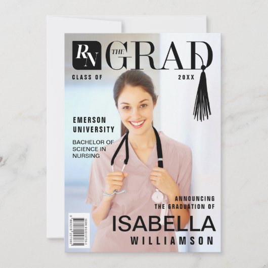 Nurse Graduate Registered Nurse Foto Magazine Ankündigung (Vorderseite)