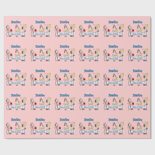 Nurse Graduation Class 2014 Wrapping Paper Pink Geschenkpapier (Flach)