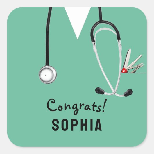 Nurse Graduation Congrats Quadratischer Aufkleber (Vorderseite)
