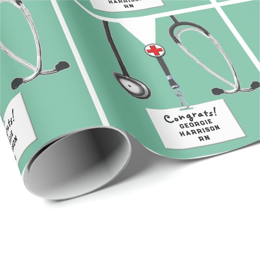 Nurse Graduation Gift Wrapping Paper Geschenkpapier (Rolleneckpunkt)