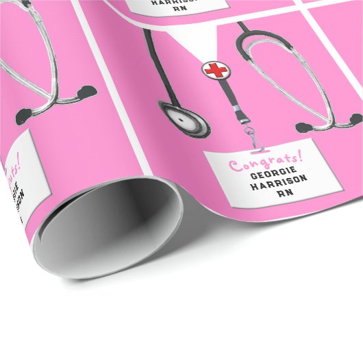 Nurse Graduation Gift Wrapping Paper Geschenkpapier (Rolleneckpunkt)