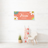 Nurse Graduation Party Boho Retro Floral Name Banner (Insitu)