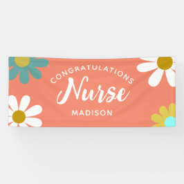 Nurse Graduation Party Boho Retro Floral Name Banner
