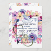 Nurse Graduation Party Frühlingsfloral Einladung (Vorne/Hinten)