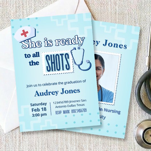 Nurse Graduation Party with Photo Einladung