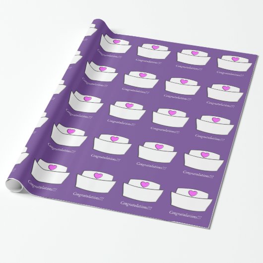 Nurse Graduation Wrapping Paper Nurse Cap Purple Geschenkpapier (Ungerollt)