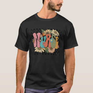 Nurse Groovy Blume Retro-Pflege T-Shirt