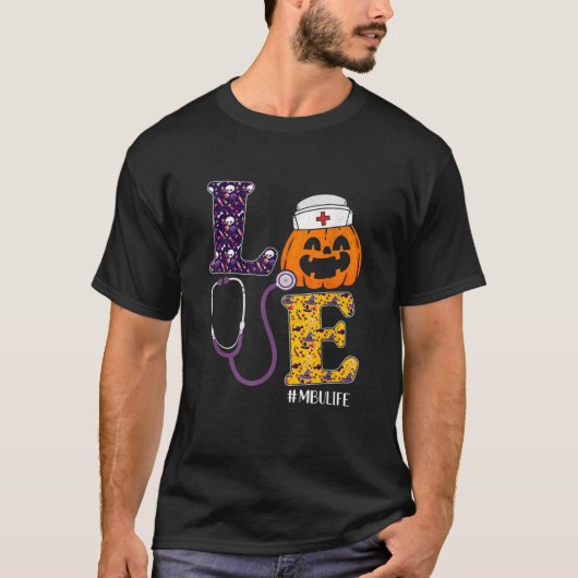 Nurse Halloween Beängstigende Pumpkin Kostüme Lieb T-Shirt (Vorderseite)