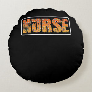 Nurse Halloween-Geschenk mit Kürbisspinne, Hexenhu Rundes Kissen