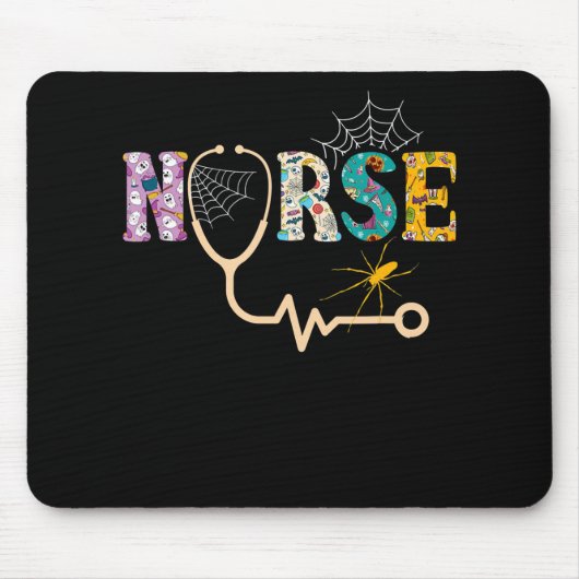 Nurse Halloween-Geschenk mit Pumpkin-Boo-Spider Mousepad (Vorne)