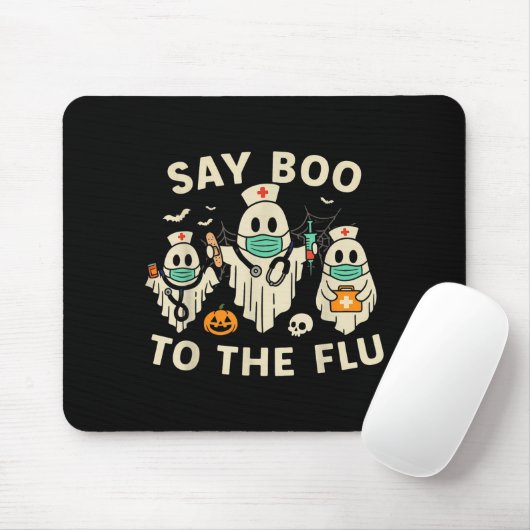 Nurse Halloween Ghost Crew Vaccine Say Boo To The Mousepad (Mit Mouse)