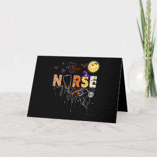 Nurse Halloween Gift With Pumpkin Boo Spider Witch Karte