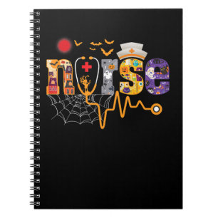 Nurse Halloween Gift With Pumpkin Boo Spider Witch Notizblock