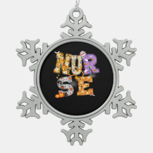 Nurse Halloween Gift With Pumpkin Boo Spider Witch Schneeflocken Zinn-Ornament