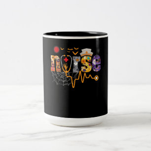 Nurse Halloween Gift With Pumpkin Boo Spider Witch Zweifarbige Tasse