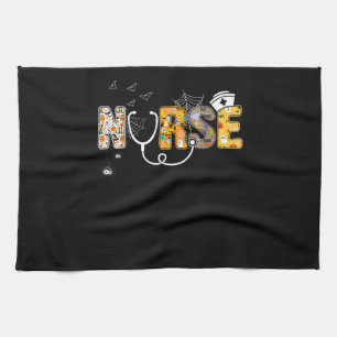 Nurse Halloween-Shirt Geschenk mit Kürbis Boo Spin Geschirrtuch