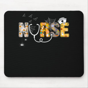 Nurse Halloween-Shirt Geschenk mit Kürbis Boo Spin Mousepad