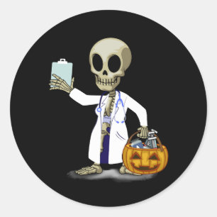 Nurse Halloween Skeleton Doktor Pumpkin Jack O Lan Runder Aufkleber