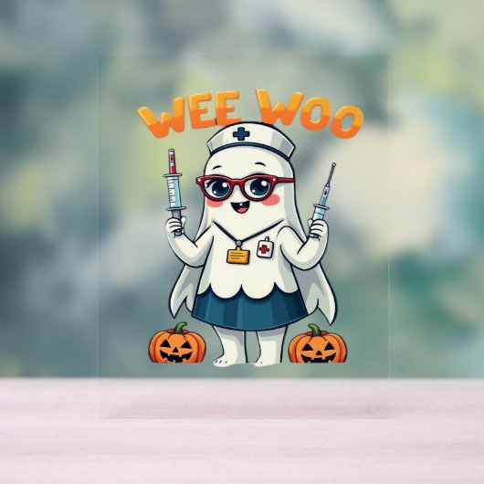 Nurse Halloween vorgezogener klassischer T - Shirt Acrylschild (Neutral)