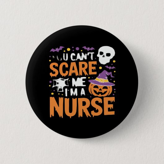 Nurse Halloween Witch Funny Nursing Essential T-Sh Button (Vorderseite)