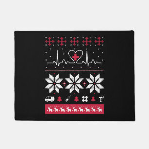 Nurse heartbeat - Ugly Christmas Sweater Fußmatte