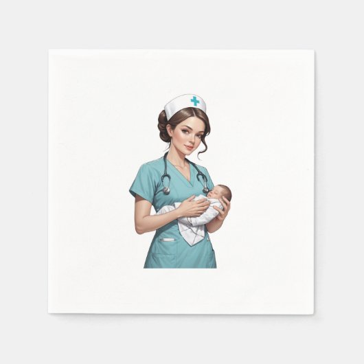 Nurse Holding Newborn - Gentle Care Medical Design Serviette (Vorderseite)
