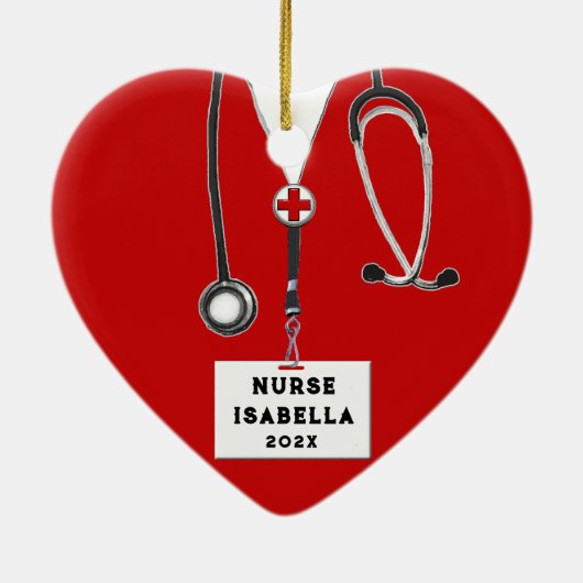 Nurse Holiday Geschenk Keramik Ornament (Hinten)