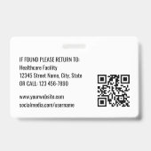 Nurse ID Badge Photo Logo Rabbit Pink Pediatric Ausweis (Rückseite)